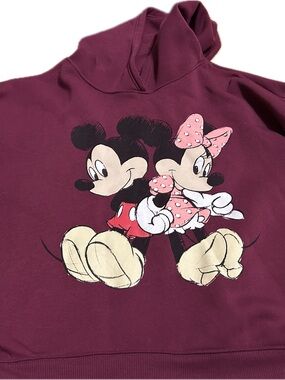 Disney Maroon Hoodie with Mickey & Minnie Graphic